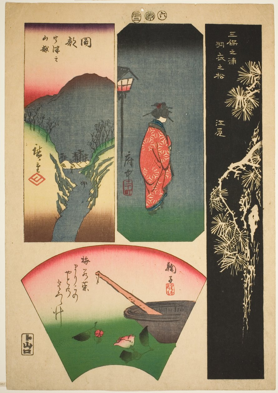 Ejiri, Fuchu, Mariko és Okabe, nem. 6 a "Képek a Tokaido ötvenhárom állomásáról (Tokaido gojusan tsugi zue)" sorozatból. alkotó: Utagawa Hiroshige
