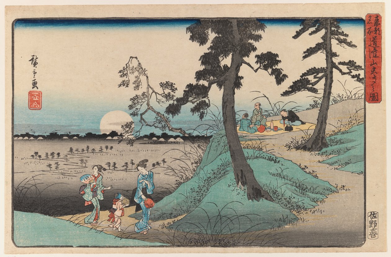 Élvezd a rovart a Dokanzanában a Hold éjszakájában, a View of Edo sorozatból (színes fatömbnyomat) alkotó: Utagawa Hiroshige