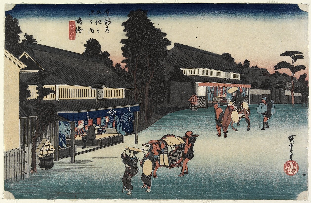 Arimatsu híres ruhája, Narumi, 1833 körül. alkotó: Utagawa Hiroshige