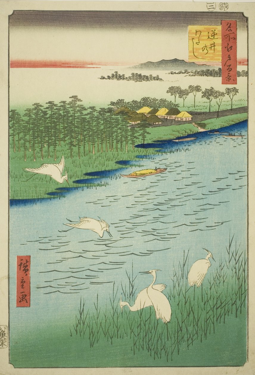 Fry C Rossing at Sakai (Me of Sakai), a Te sorozatból: "Drge a háló gerinceihez s Edo nézetei (Edo száz híres képe)" alkotó: Utagawa Hiroshige