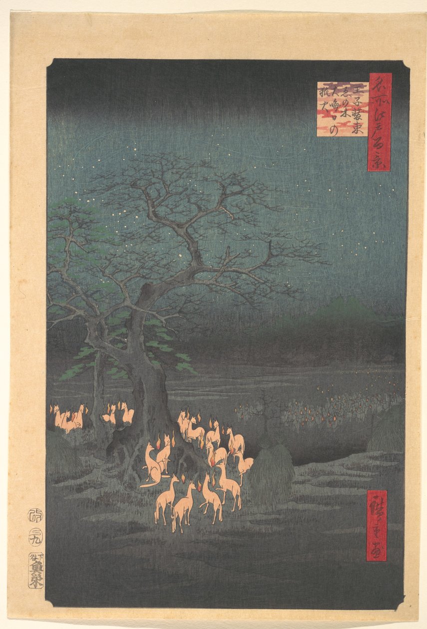 Rókák találkozója Ódzsiban alkotó: Utagawa Hiroshige