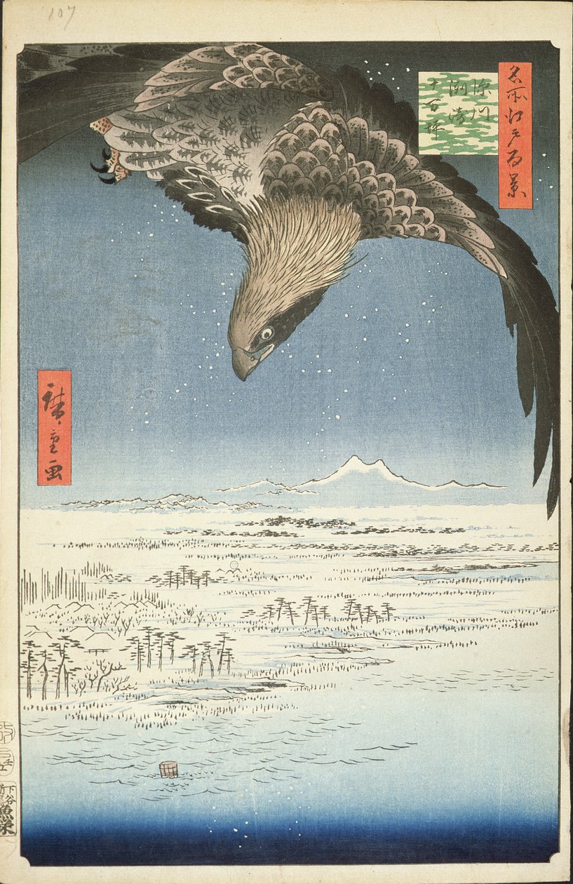 Fukagawa Susaki és Jumantsubo, 107. sz. Edo száz híres látképéből, 1857 (fatömb színes nyomat) alkotó: Utagawa Hiroshige