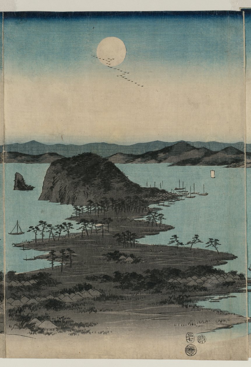 Telihold Kanazawában, Musashi alkotó: Utagawa Hiroshige