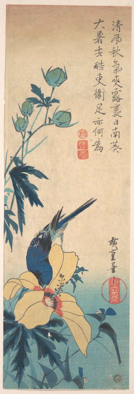Hibiszkusz és kékmadár alkotó: Utagawa Hiroshige