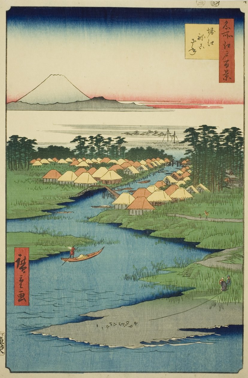Horie és Nekozane, az "Edo száz híres képe (Meisho Edo hyakkei)" sorozatból alkotó: Utagawa Hiroshige