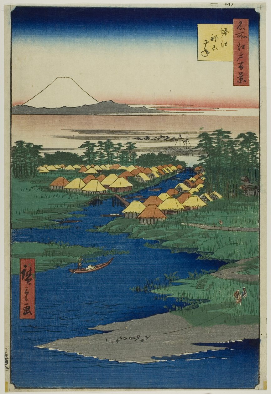 Horie és Nekozane, az "Edo száz híres látképe (Meisho Edo hyakkei)" sorozatból. alkotó: Utagawa Hiroshige