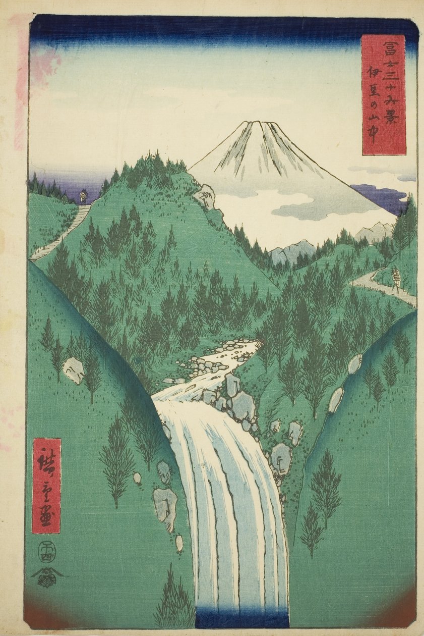 Izu tartomány hegyeiben (Izu no sanchu), a "Harminchat kilátás a Fuji-hegyre (Fuji sanjurokkei)" sorozatból alkotó: Utagawa Hiroshige