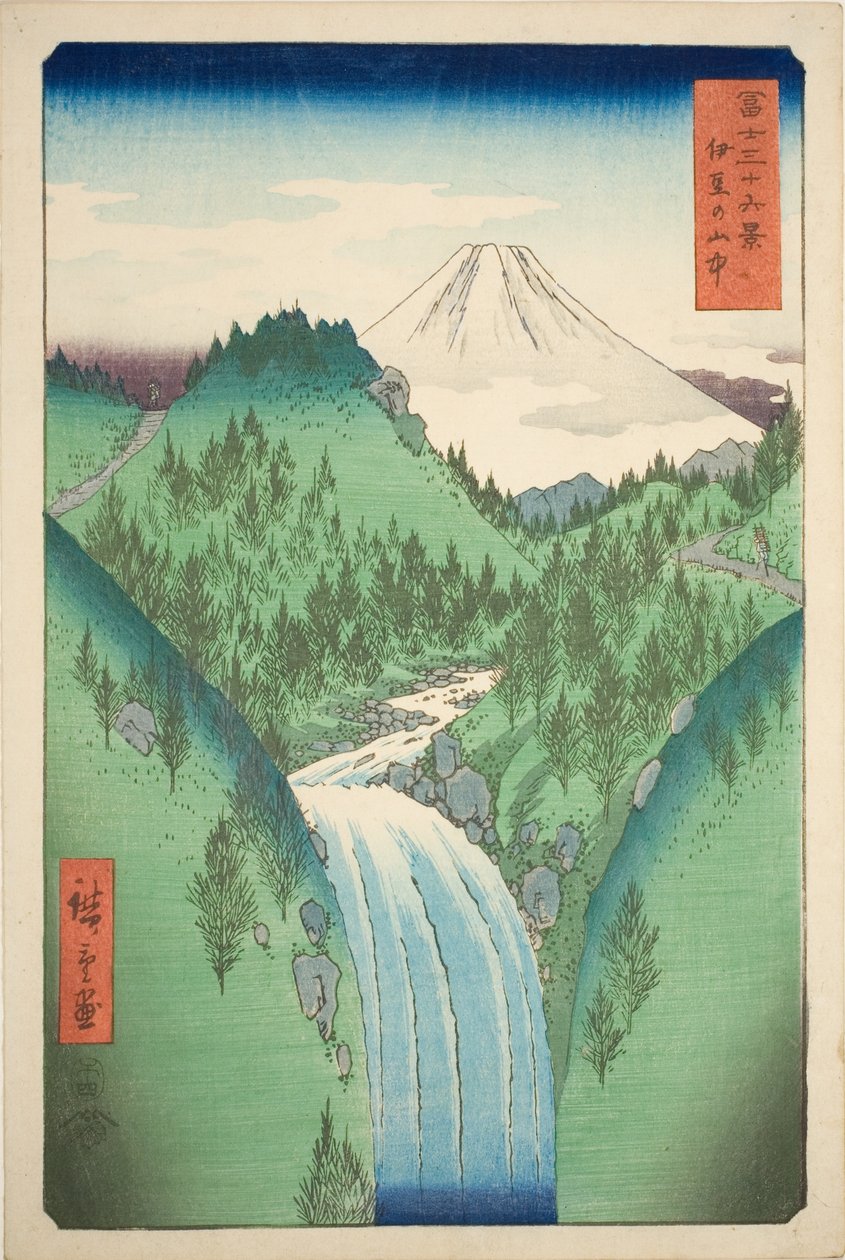 Izu tartomány hegyeiben (Izu no sanchu), a "Harminchat kilátás a Fuji-hegyre (Fuji sanjurokkei)" sorozatból alkotó: Utagawa Hiroshige