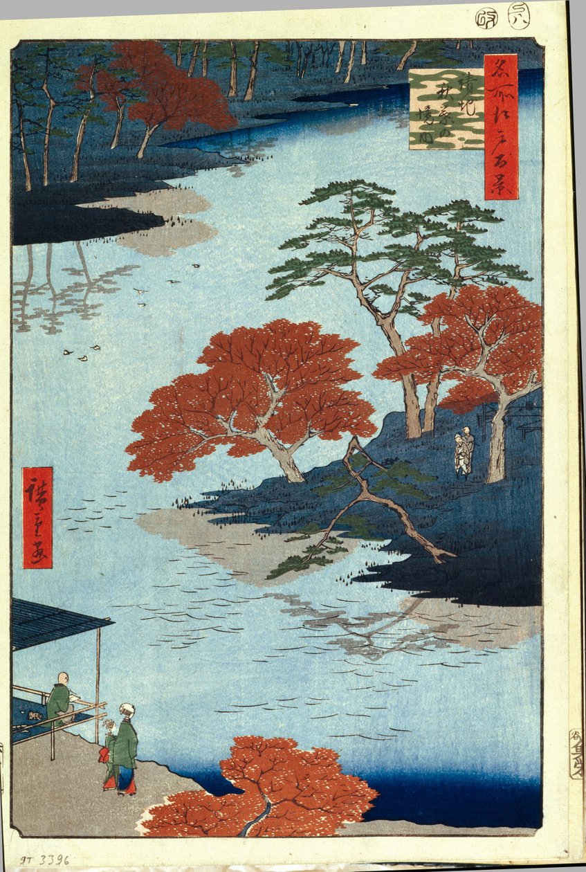 Akiba szentély belsejében Ukejiben. Edo száz híres képe, c. 1858 alkotó: Utagawa Hiroshige