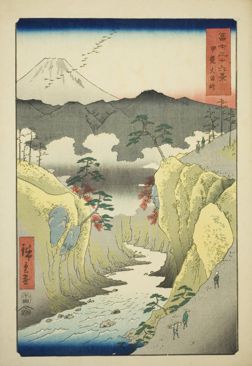 Inume-hágó Kai tartományban (Kai Inume toge), a "Harminchat kilátás a Fudzsi-hegyre (Fuji sanjurokkei)" sorozatból alkotó: Utagawa Hiroshige