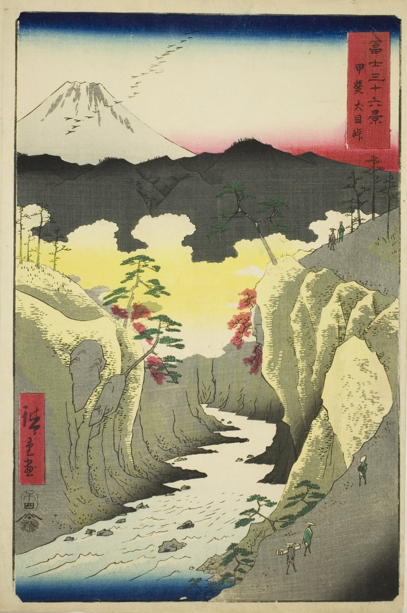 Inume-hágó Kai tartományban (Kai Inume toge), a "Harminchat kilátás a Fudzsi-hegyre (Fuji sanjurokkei)" sorozatból alkotó: Utagawa Hiroshige