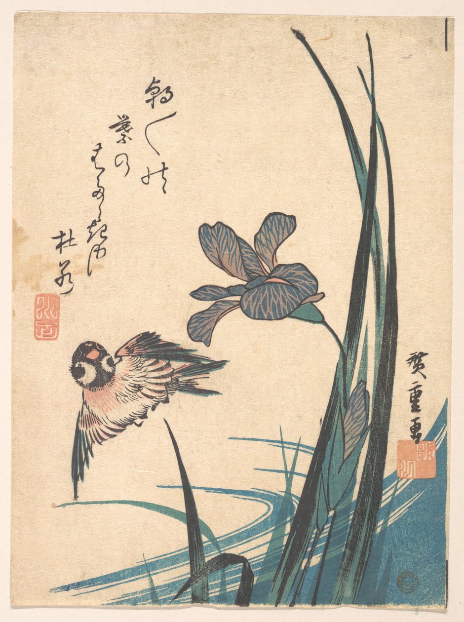 Írisz és veréb alkotó: Utagawa Hiroshige