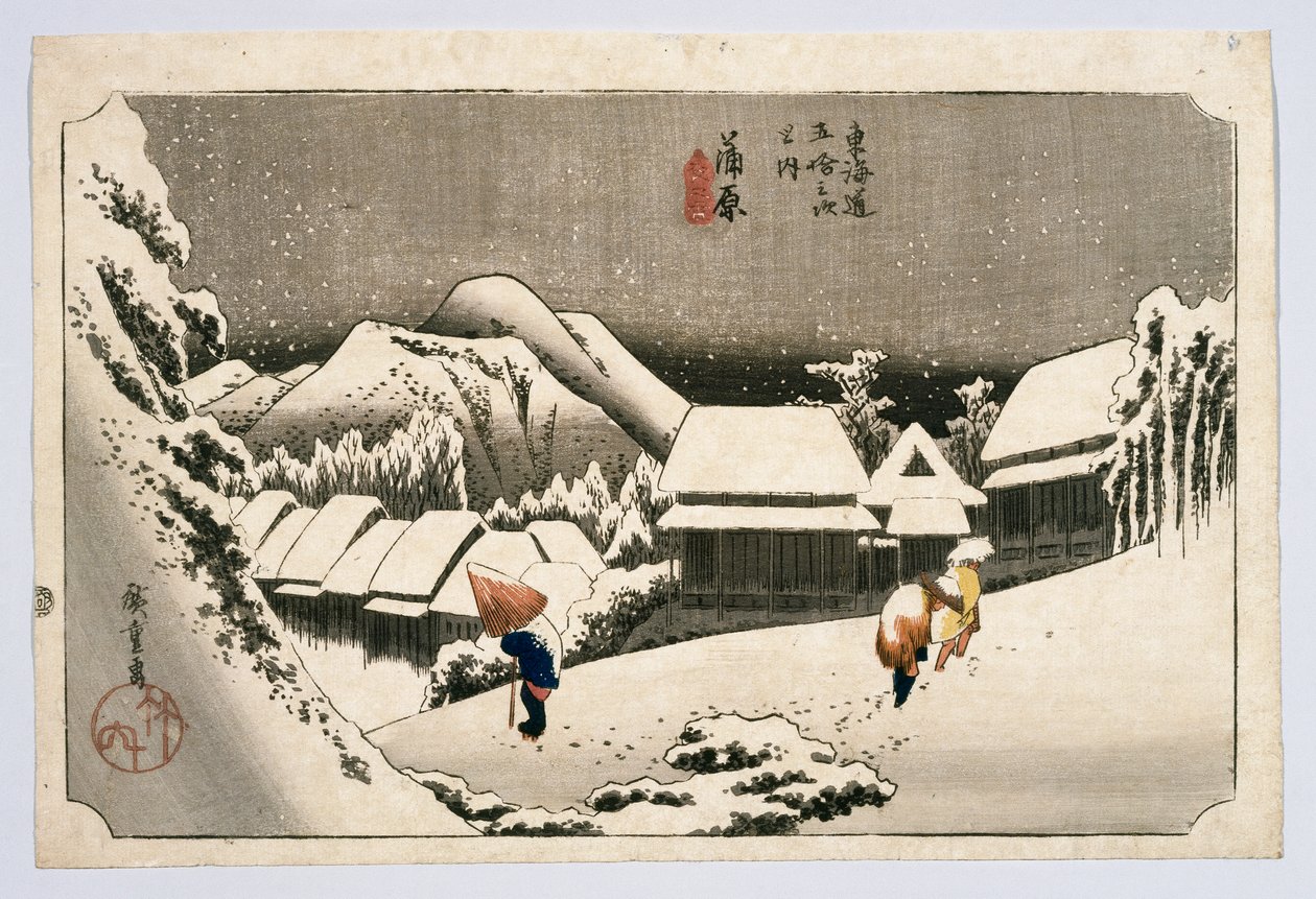Kambara, a Tokaido Highway ötvenhárom állomásáról, 1834 körül vagy később (fatömbnyomat) alkotó: Utagawa Hiroshige