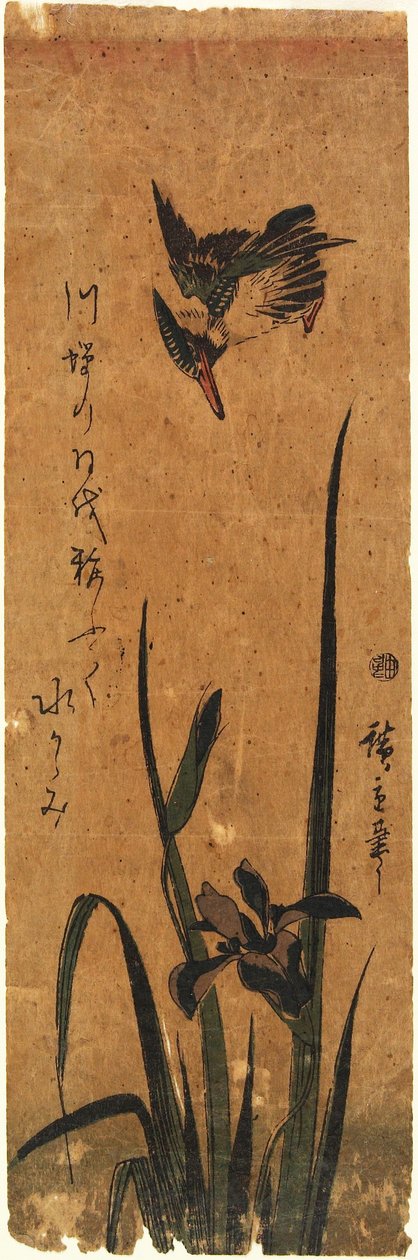 Eisvogel und Iris alkotó: Utagawa Hiroshige
