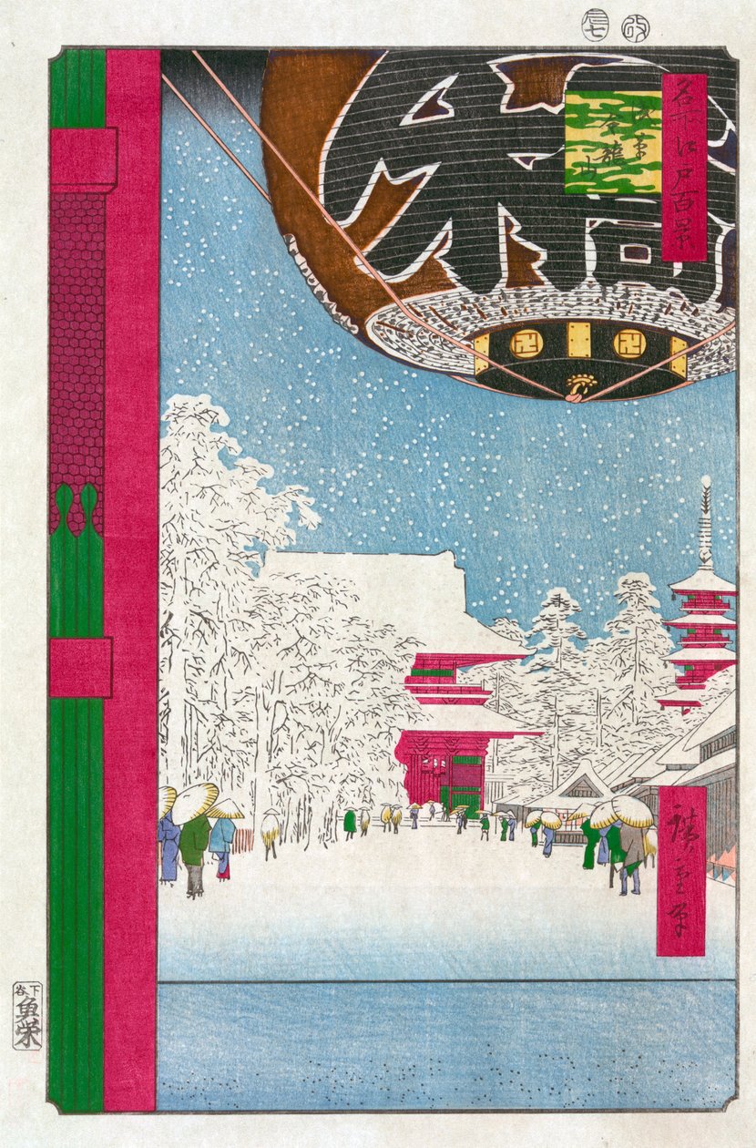 Kinryuzan templom Asakusában Edo száz híres képe, 1856-1858. alkotó: Utagawa Hiroshige