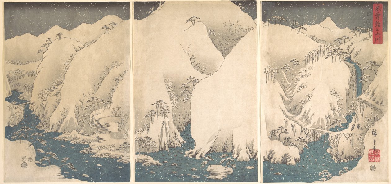 A Kiso-szurdok a hóban alkotó: Utagawa Hiroshige