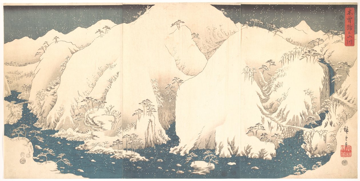 Kisō-hegység hóban alkotó: Utagawa Hiroshige