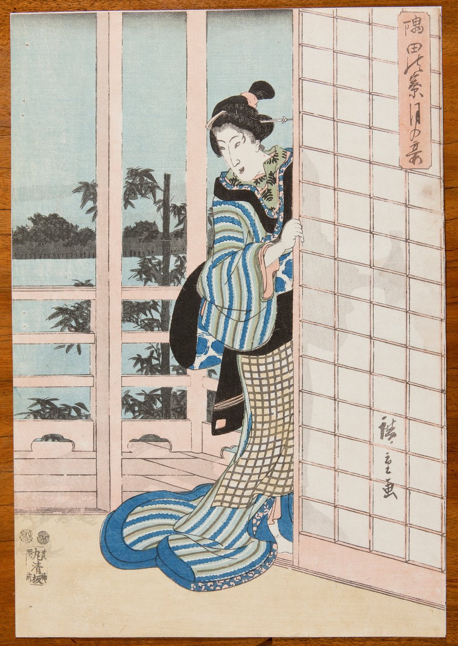 Verandán álló nő alkotó: Utagawa Hiroshige