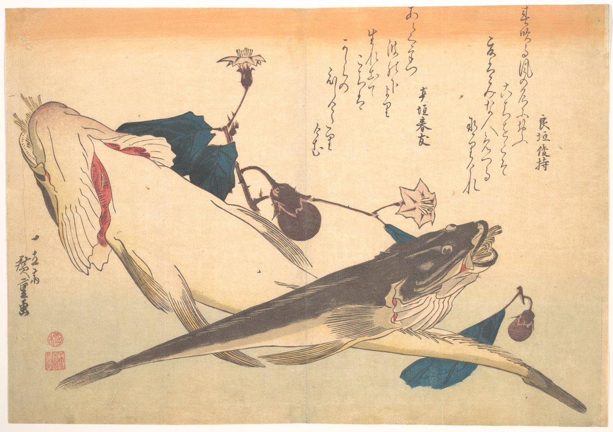 Kochi hal padlizsánnal, az Uozukushi (Mindenféle hal) sorozatból alkotó: Utagawa Hiroshige