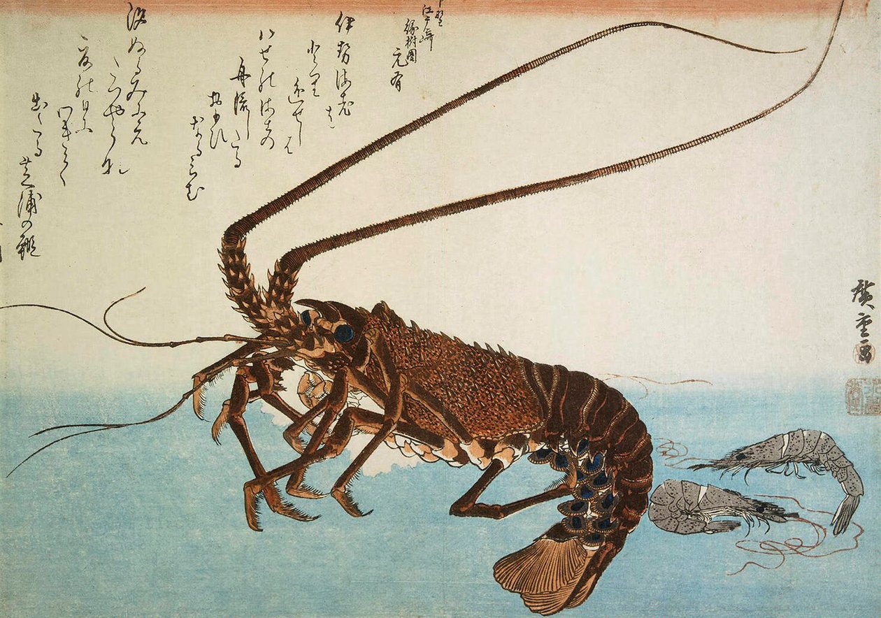 Homár és garnélarák, 1832-1834. alkotó: Utagawa Hiroshige