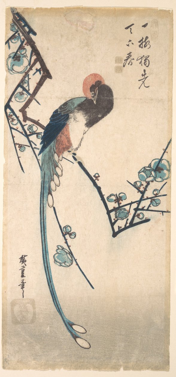 Hosszú farkú madár alkotó: Utagawa Hiroshige