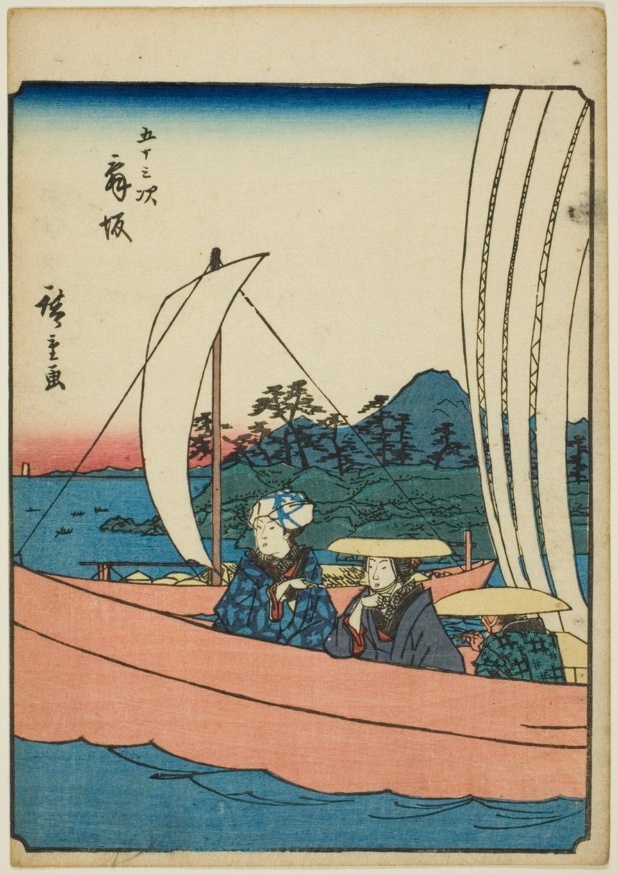 Maisaka, a te sorozatból: „Ötvenhárom S tachi hang a városiasságból” (Goshuyama a következő) alkotó: Utagawa Hiroshige