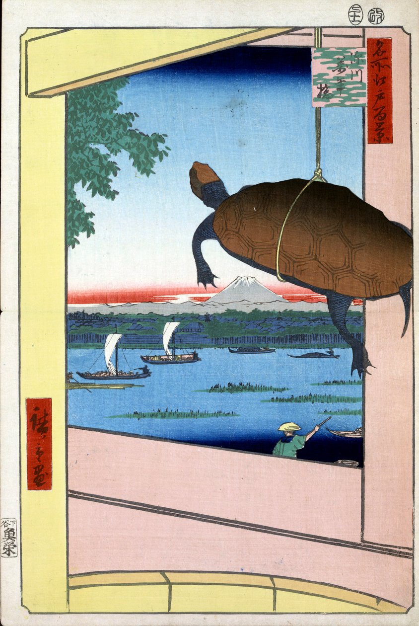 A Mannen-híd és a Fukagawa kerület Edo száz híres kilátása, 1856-1858. alkotó: Utagawa Hiroshige