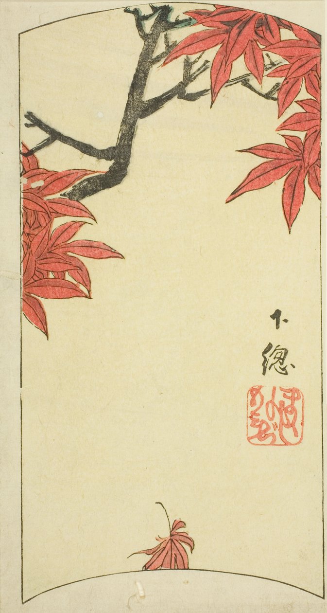 Juharlevelek Shimosa tartományban (Shimosa, momiji), a sz. lap szakasza. 7 a "Kivágott képek a tartományokból (Kunizukushi harimaze zue)" sorozatból alkotó: Utagawa Hiroshige