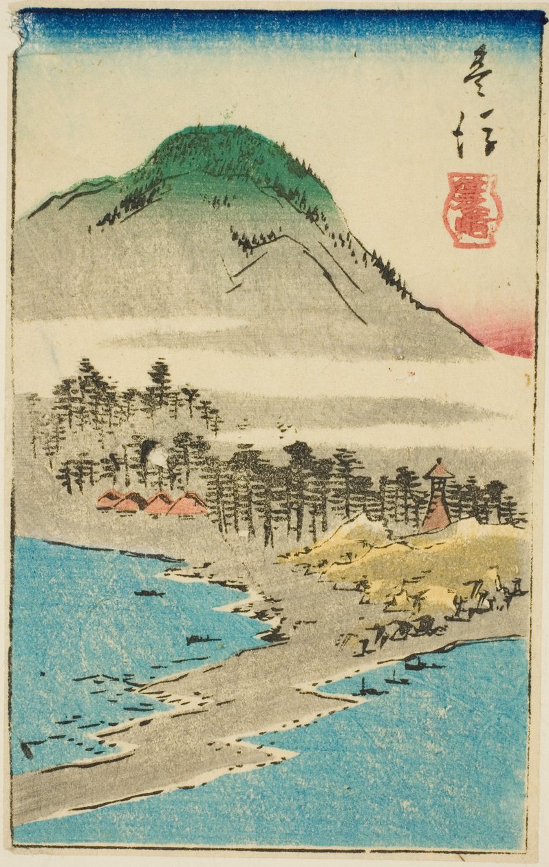Minosaki Bungo tartományban (Bungo, Minosaki), a sz. 17 a "Kivágott képek a tartományokról (Kunizukushi harimaze zue)" sorozatból alkotó: Utagawa Hiroshige