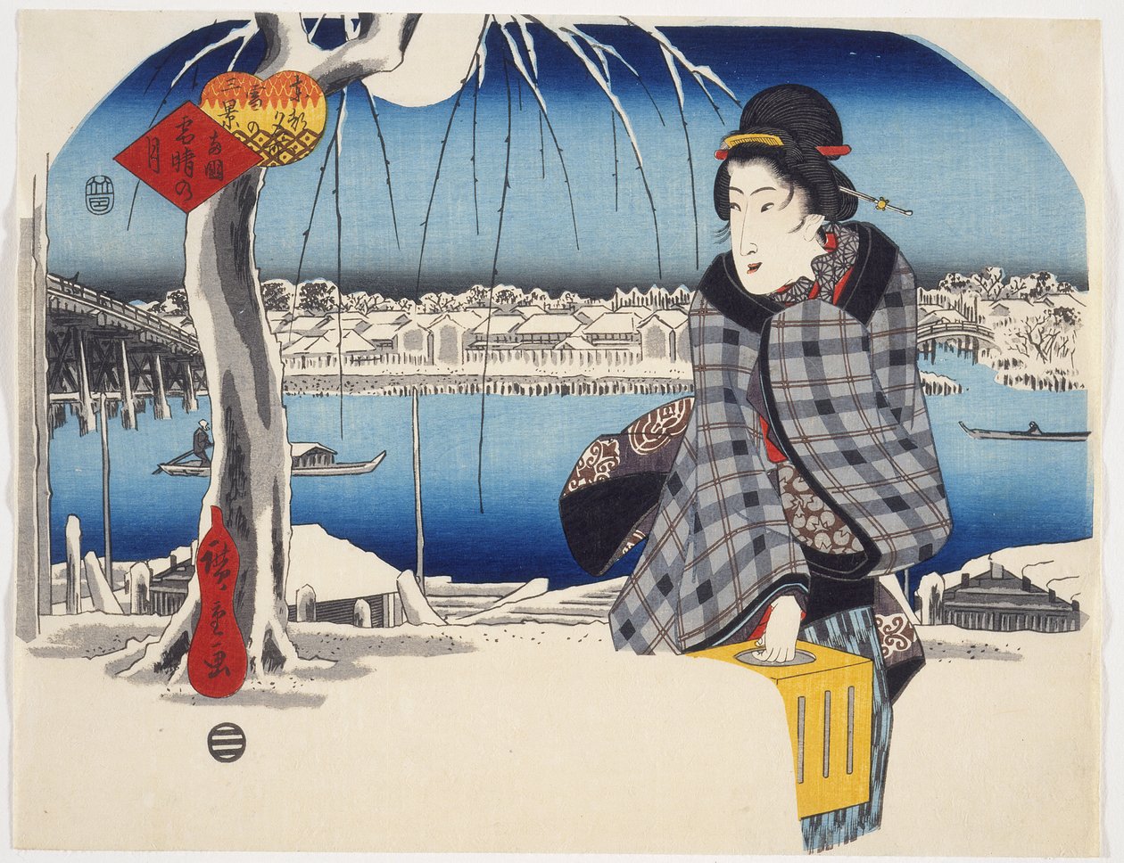 Hold a hó után Ryōgokuban alkotó: Utagawa Hiroshige