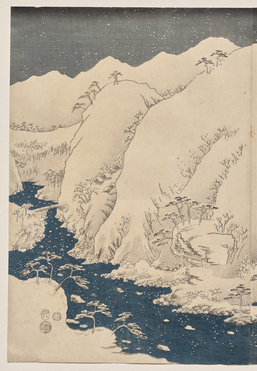Hegy és folyó a Kiso úton alkotó: Utagawa Hiroshige
