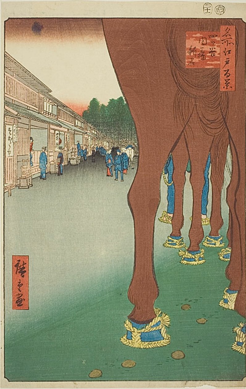 Naito Shinjuku a Yotsuya (Yotsuya Naito Shinjuku), No.86 a "Száz híres nézet Edóról (Meisho Edo hyakkei)" sorozatból. alkotó: Utagawa Hiroshige