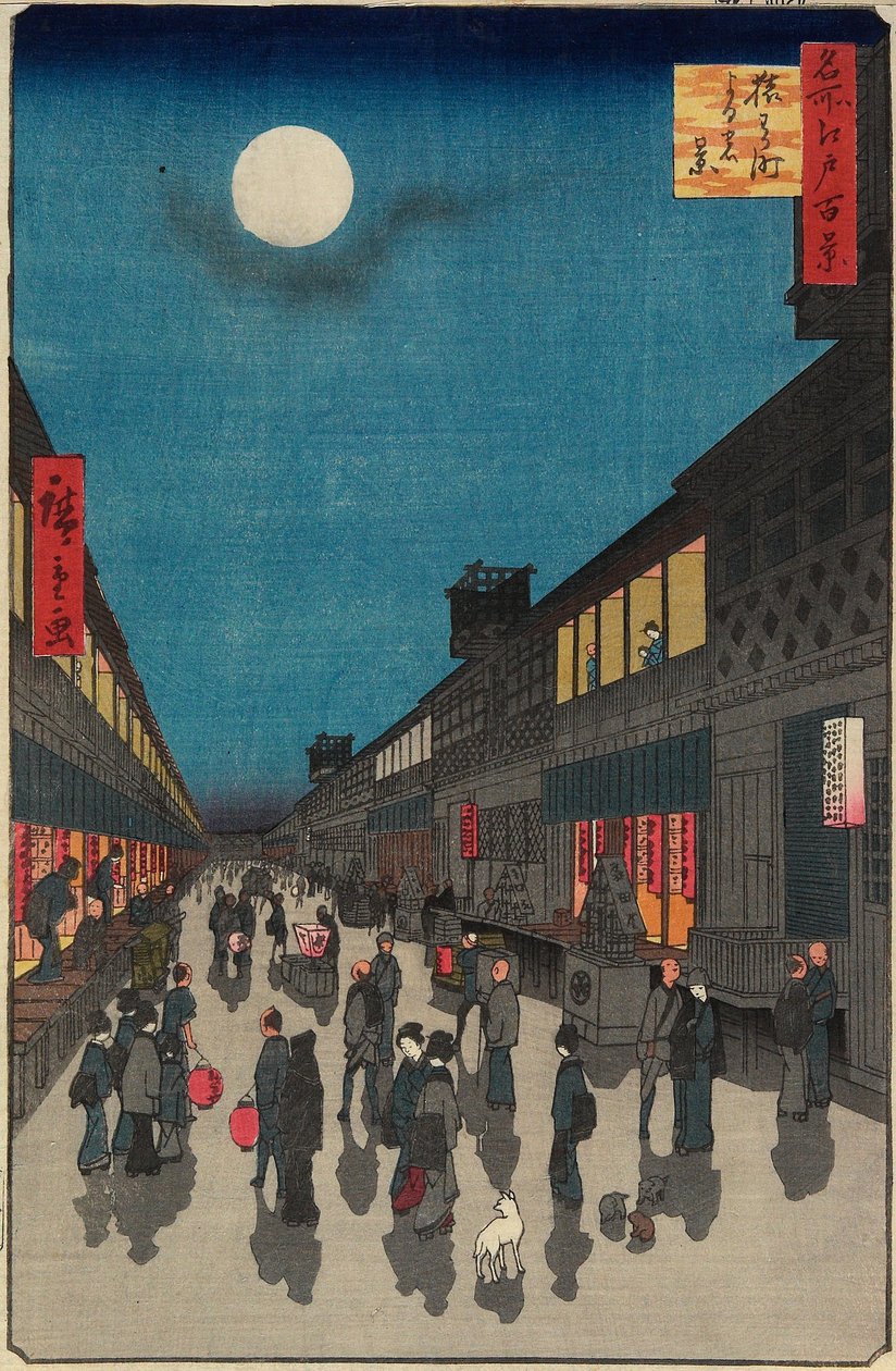 Saruwakamachi éjszakai látképe alkotó: Utagawa Hiroshige