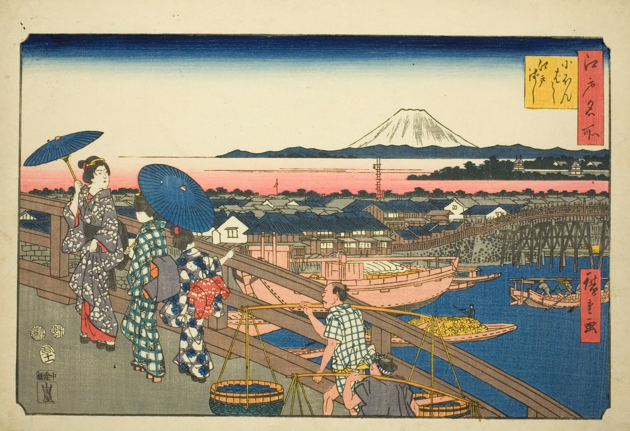 Japan B Ridge és Edo B Ridge (Nihonbashi Edobashi), a Teseriestől alkotó: Utagawa Hiroshige