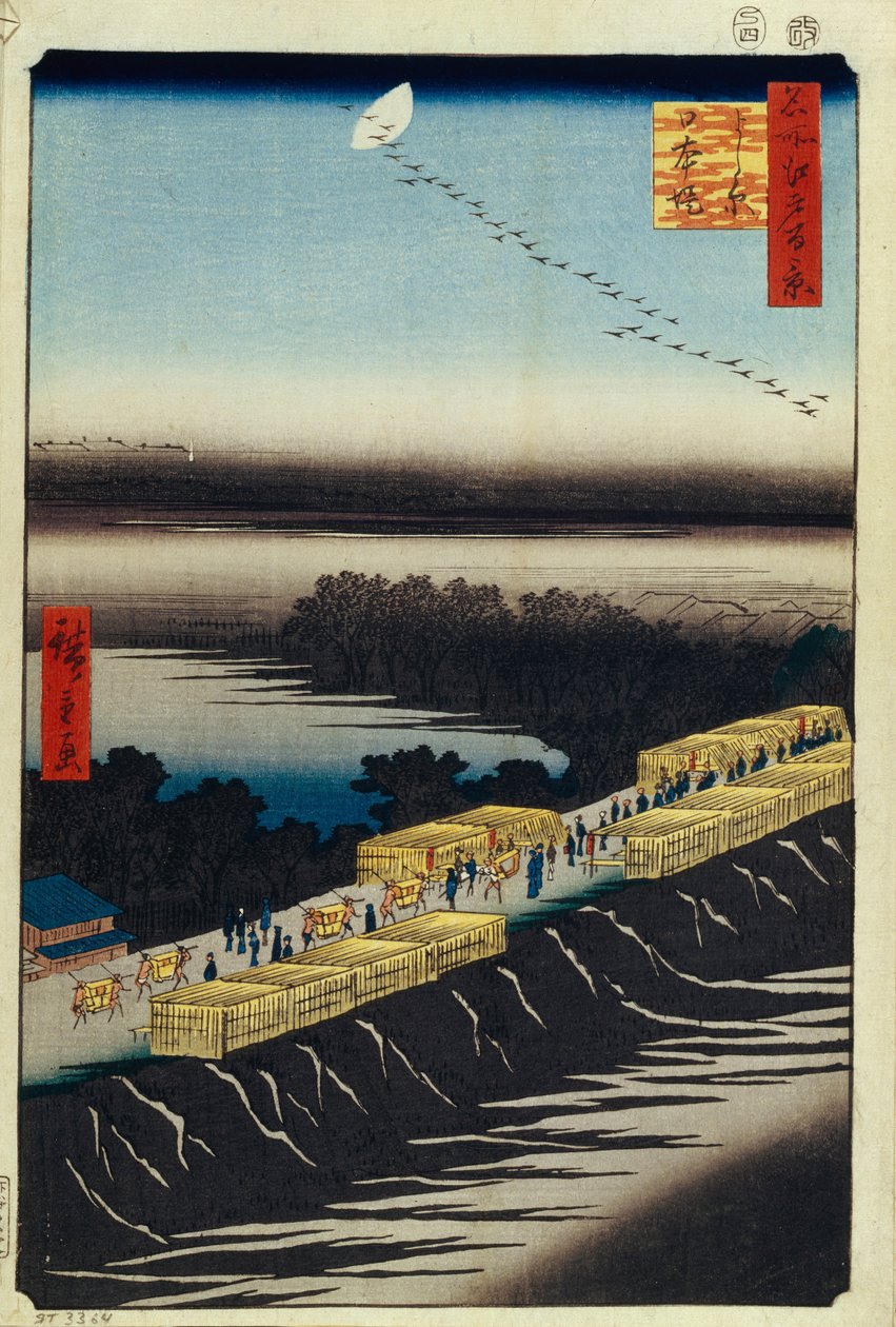 Nihon Embankment és Yoshiwara Edo száz híres képe, 1856-1858 alkotó: Utagawa Hiroshige