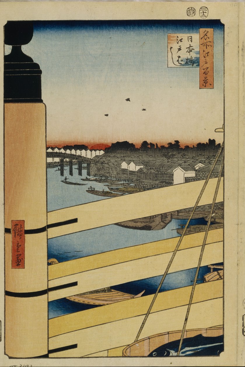 Nihonbashi és Edobashi híd Edo száz híres képe, 1856-1858 alkotó: Utagawa Hiroshige
