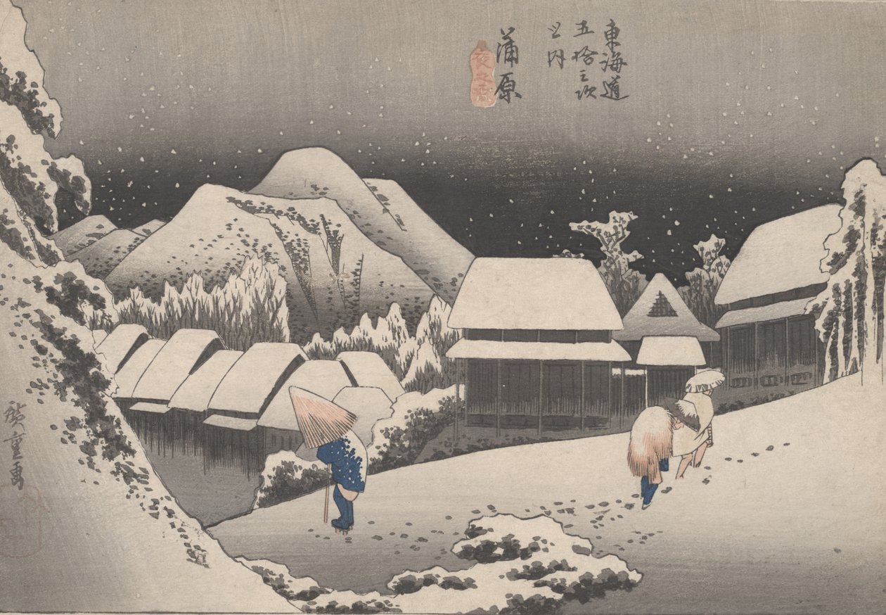 No. 16 "Éjszakai hó" A Tokaido 53 állomásáról, 1833 körül alkotó: Utagawa Hiroshige