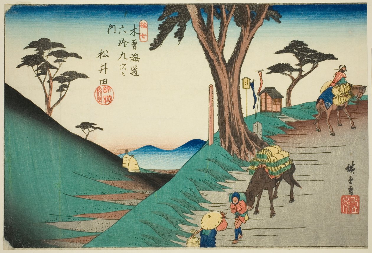 nak,-nek. 17: Matsuida, a "Shi xty-nine S ta on the kisokaid (kisokaido rokujukyutsugi no uchi)" sorozatból alkotó: Utagawa Hiroshige