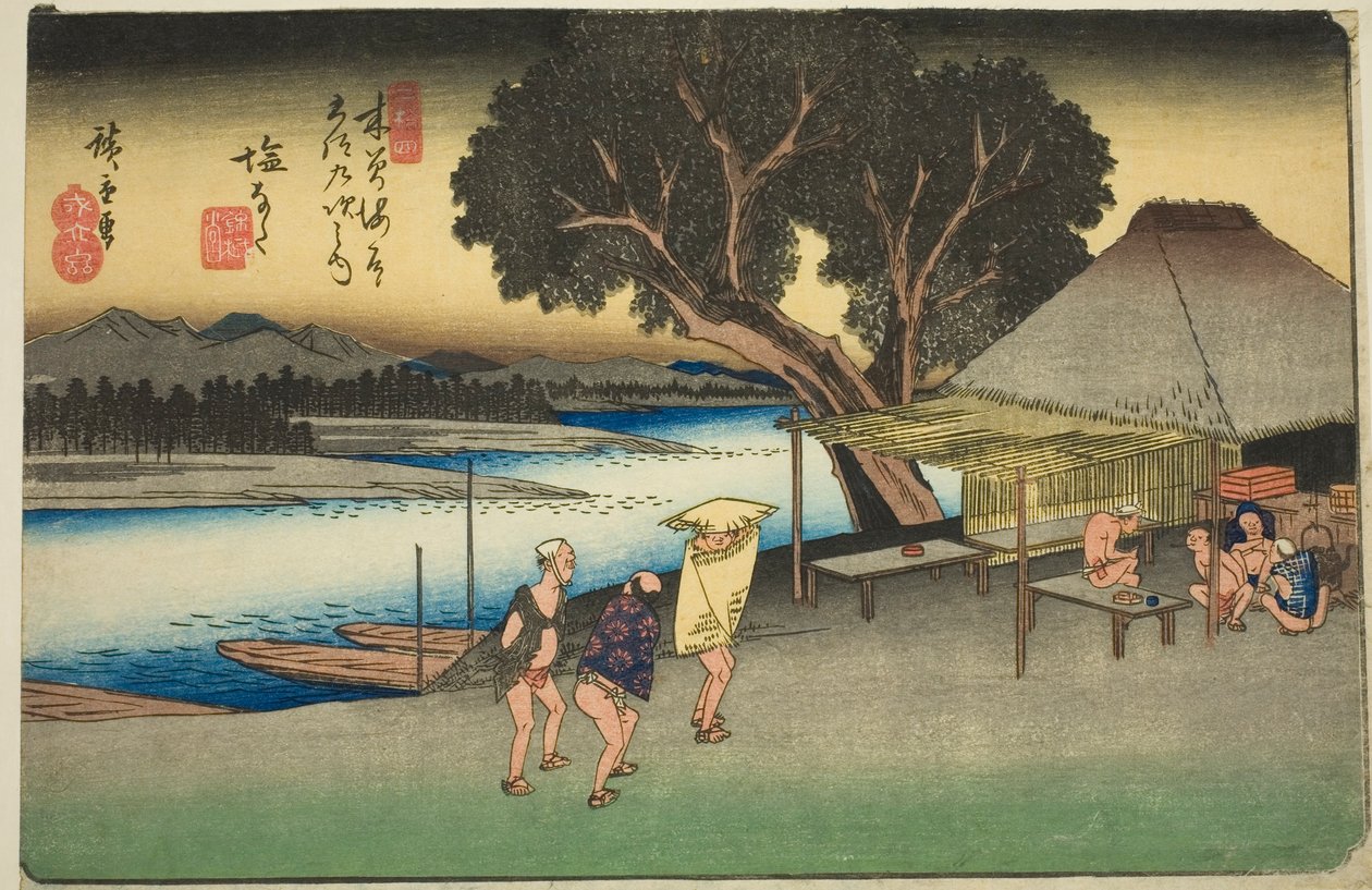 nak,-nek. 24: Shionata, a te sorozatból: "shi x ty ne s ta on s of te kisokaid (kisokaido roku jukyu tsugi no uchi)" alkotó: Utagawa Hiroshige