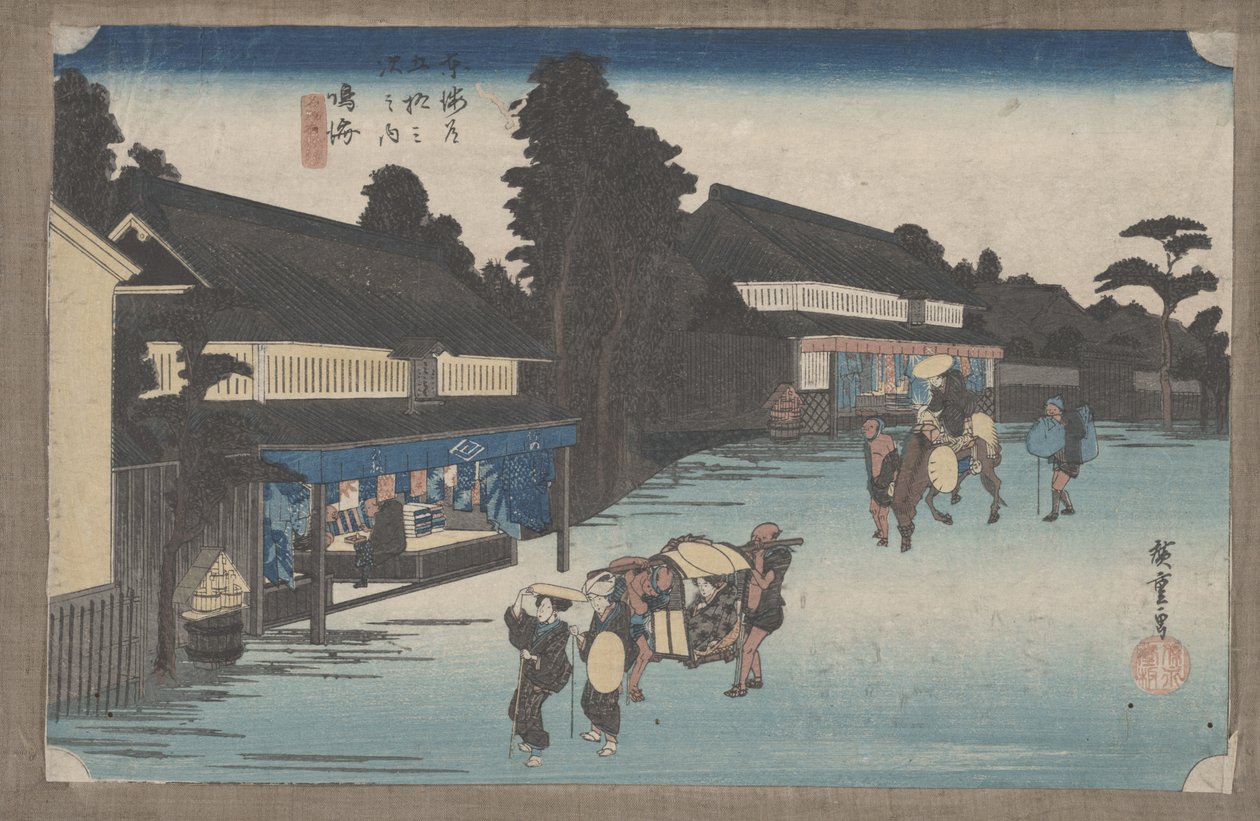 No. 41 "Narumi: Arimatsu híres ruhája" a Tokaido 53 állomásáról alkotó: Utagawa Hiroshige