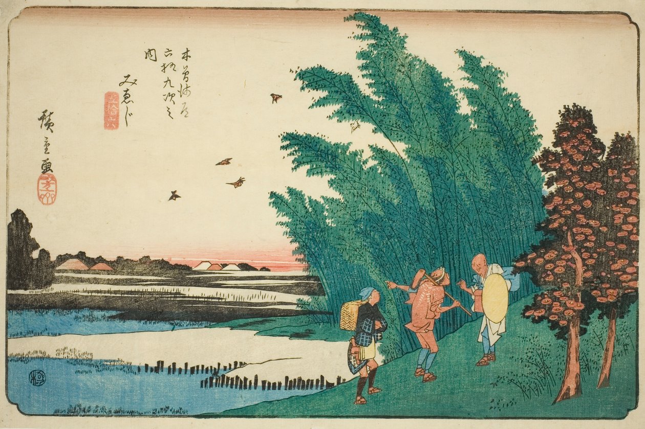 nak,-nek. 56: Mieji, a Te sorozatból: "Shi x t y ne s ta on s of te kisokaid" alkotó: Utagawa Hiroshige