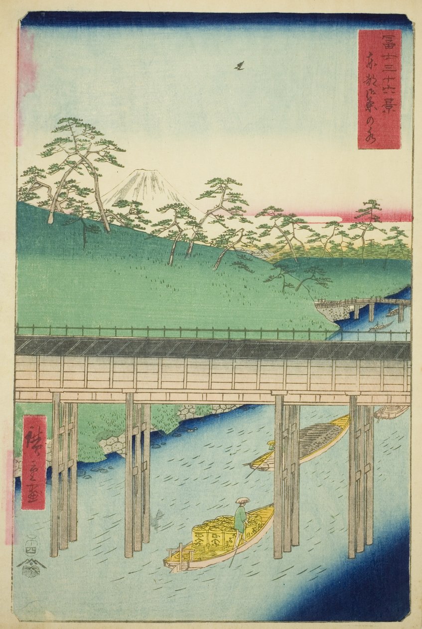 Ochanomizu a keleti fővárosban (Toto Ochanomizu), a "Harminchat kilátás a Fuji-hegyre (Fuji sanjurokkei)" sorozatból alkotó: Utagawa Hiroshige