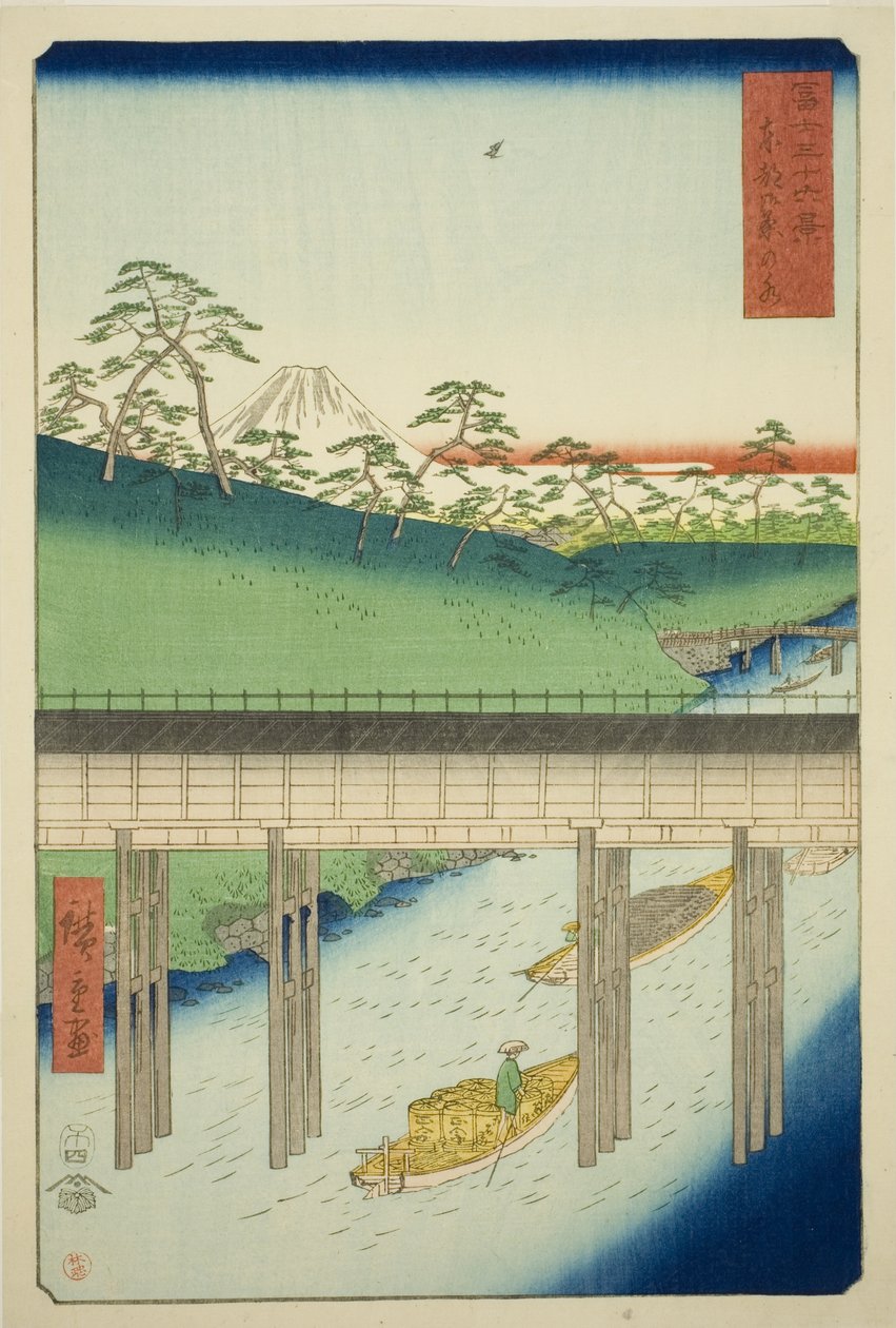 Ochanomizu a keleti fővárosban (Toto Ochanomizu), a "Harminchat kilátás a Fuji-hegyre (Fuji sanjurokkei)" sorozatból alkotó: Utagawa Hiroshige