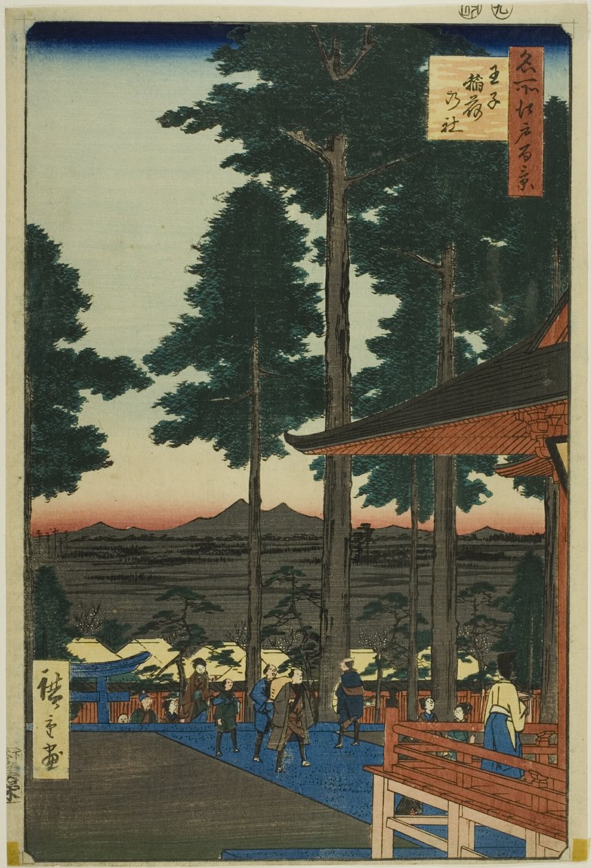Oji Inari szentély (Oji Inari no yashiro), az "Edo száz híres látképe (Meisho Edo hyakkei)" sorozatból. alkotó: Utagawa Hiroshige