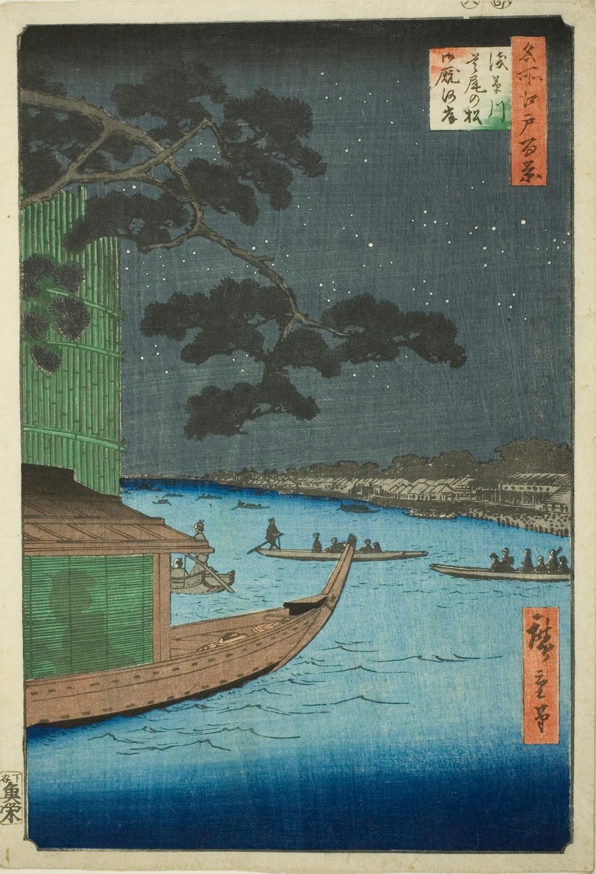 Pine f Sutto Plan d Mtable, Asakusa River (Asakusa River Defensive Pine Horse és az éhezés), 100 megtekintés) alkotó: Utagawa Hiroshige