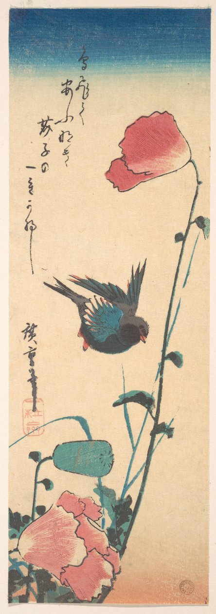 Mohn und Spatz alkotó: Utagawa Hiroshige