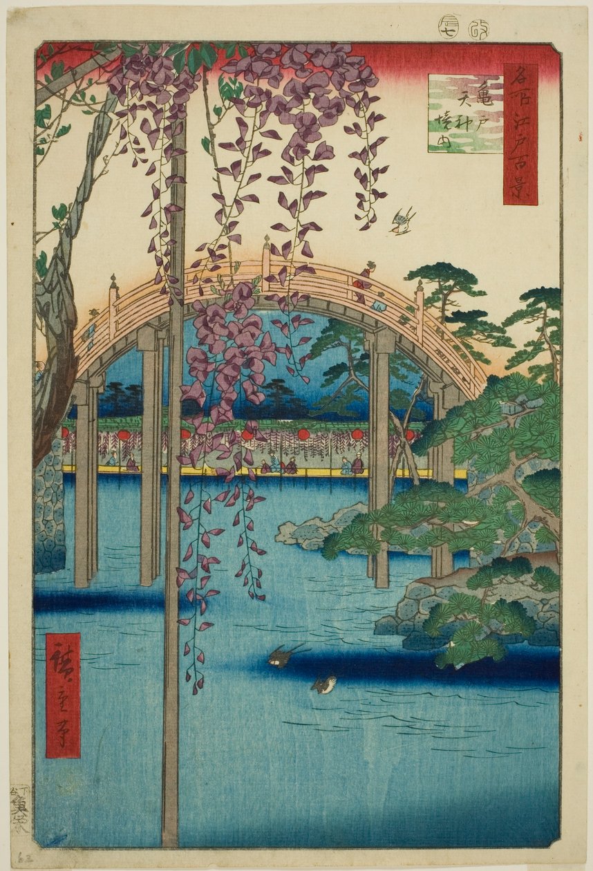 P Kameido Tenjin Shline gyanta (Kameido Tenjin körzet), a „Ridge dre d fa net Views of Edo (Edo száz híres nézete)” sorozatból. alkotó: Utagawa Hiroshige