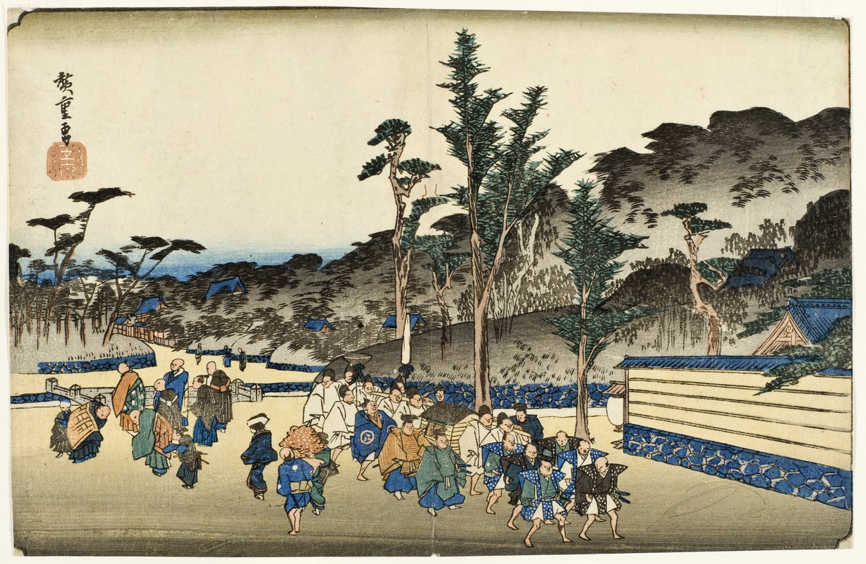 A Zōjōji templom környéke Shibában alkotó: Utagawa Hiroshige