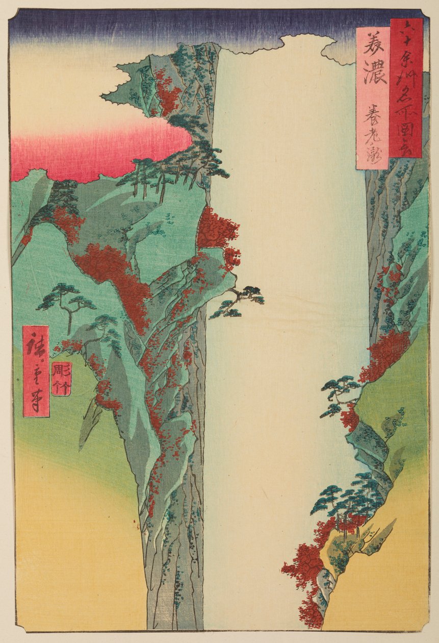 Mino tartomány / Mino Yoro Taki, a „Hatvanvalahány tartomány híres helyeinek látképei” című sorozatból / Rokuju yoshu meisho zue alkotó: Utagawa Hiroshige