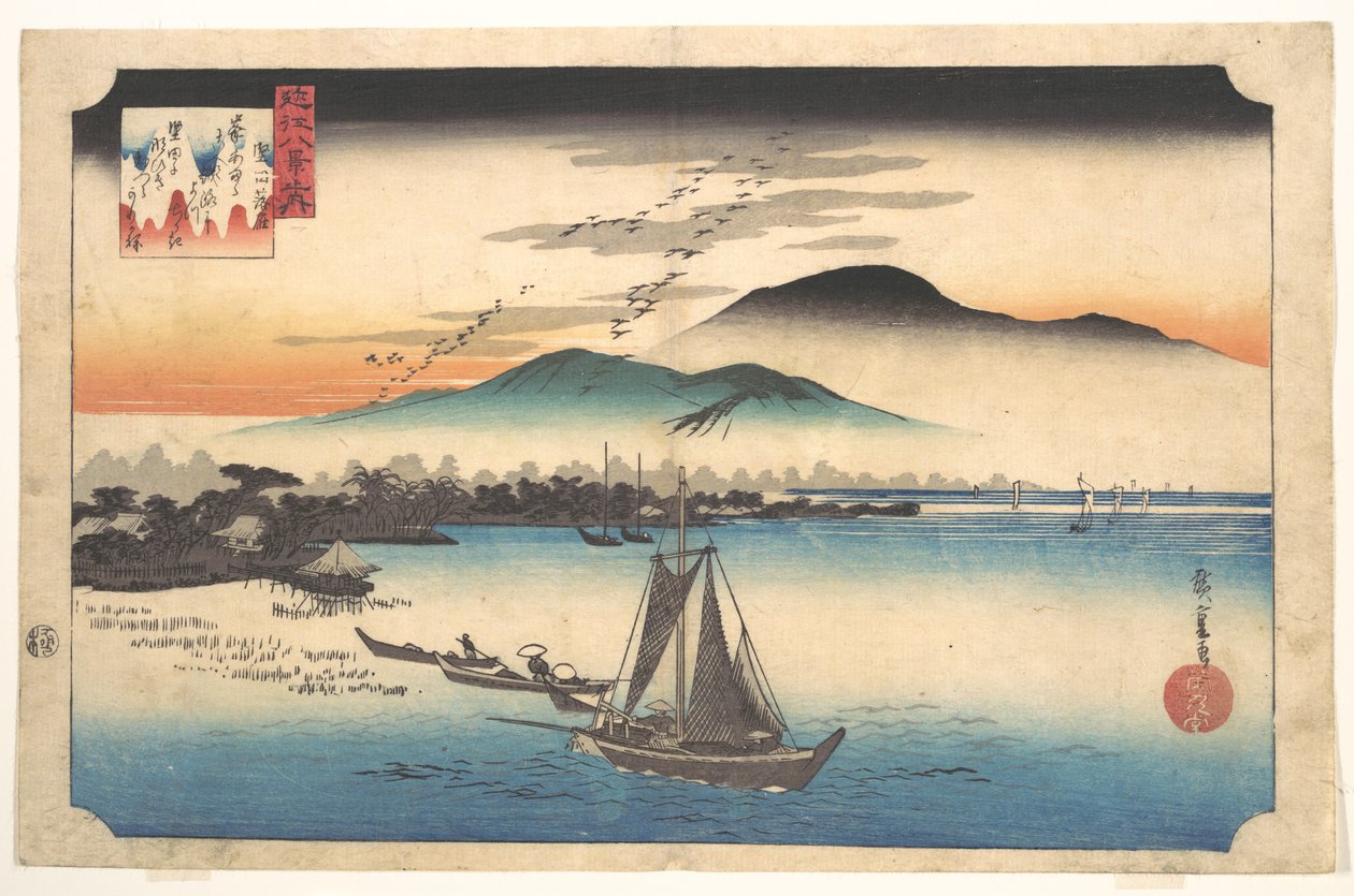 Visszatérő vadludak Katadánál alkotó: Utagawa Hiroshige